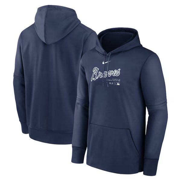 Men Atlanta Braves Navy Collection Practice Performance Pullover Hoodie