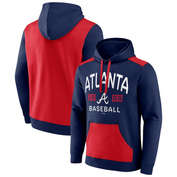 Men Atlanta Braves Navy/Red Chip In Pullover Hoodie