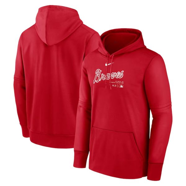 Men Atlanta Braves Red Collection Practice Performance Pullover Hoodie