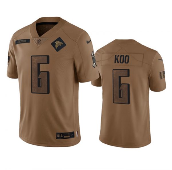 Men Atlanta Falcons #6 Younghoe Koo 2023 Brown Salute To Setvice Limited Stitched Football Jersey