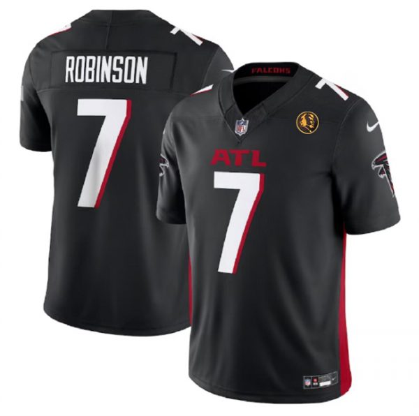 Men Atlanta Falcons #7 Bijan Robinson Black 2023 F.U.S.E. With John Madden Patch Vapor Limited Stitched Football Jersey
