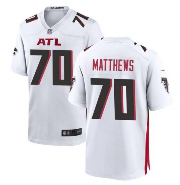 Men Atlanta Falcons #70 Jake Matthews White Stitched Football Game Jersey