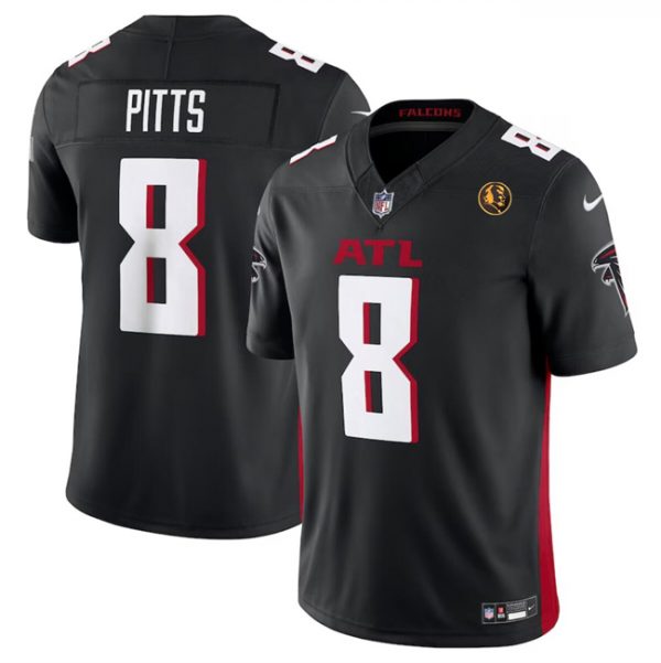 Men Atlanta Falcons #8 Kyle Pitts Black 2023 F.U.S.E. With John Madden Patch Vapor Limited Stitched Football Jersey