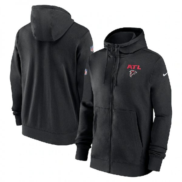 Men Atlanta Falcons BlackSideline Club Performance Full-Zip Hoodie