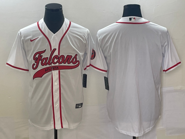 Men Atlanta Falcons Blank White With Patch Cool Base Stitched Baseball Jersey