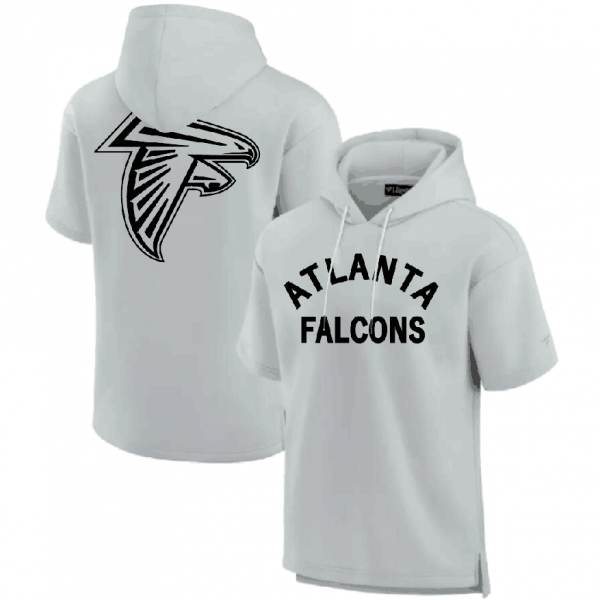 Men Atlanta Falcons Gray Super Soft Fleece Short Sleeve Hoodie