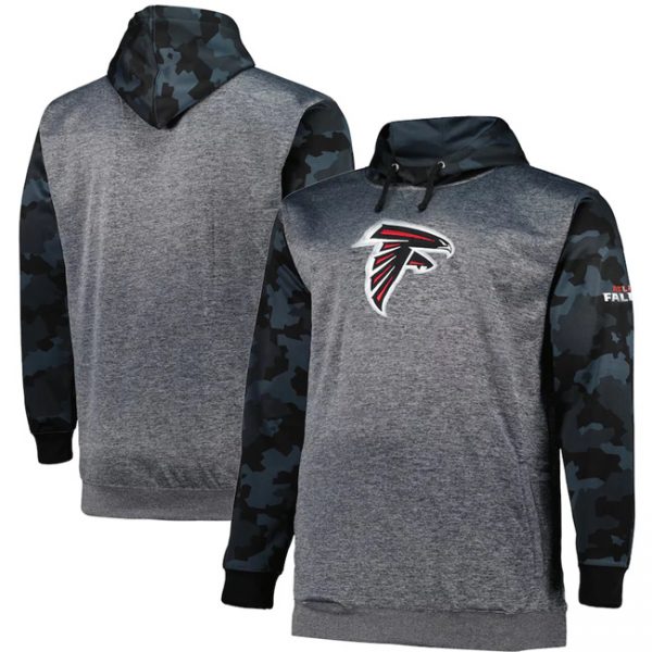Men Atlanta Falcons Heather Charcoal Big & Tall Camo Pullover Hoodie