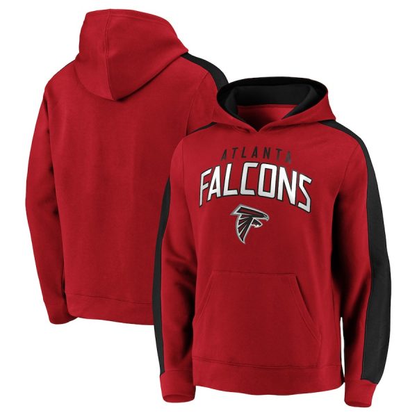 Men Atlanta Falcons Red Game Time Arch Pullover Hoodie
