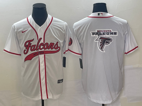 Men Atlanta Falcons White Team Big Logo With Patch Cool Base Stitched Baseball Jersey