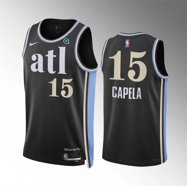 Men Atlanta Hawks #15 Clint Capela 2023/24 Black City Edition Stitched Basketball Jersey