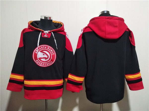 Men Atlanta Hawks Blank Black/Red Lace-Up Pullover Hoodie