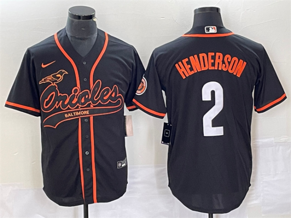 Men Baltimore Orioles #2 Gunnar Henderson Black City Connect Cool Base Stitched Baseball Jersey