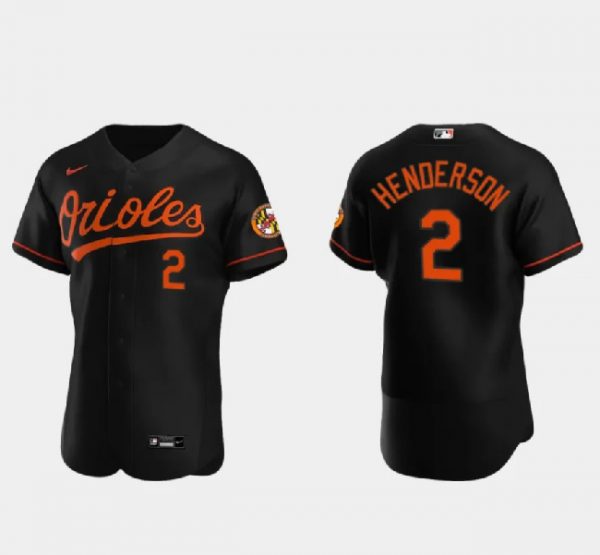 Men Baltimore Orioles #2 Gunnar Henderson Black Flex Base Stitched Baseball Jersey
