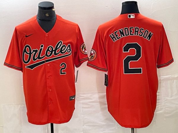 Men Baltimore Orioles #2 Gunnar Henderson Stitched Orange Cool Base Jersey