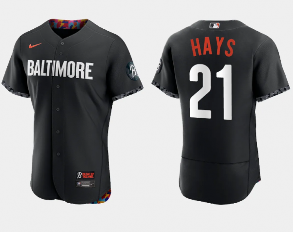 Men Baltimore Orioles #21 Austin Hays Black 2023 City Connect Flex Base Stitched Baseball Jersey