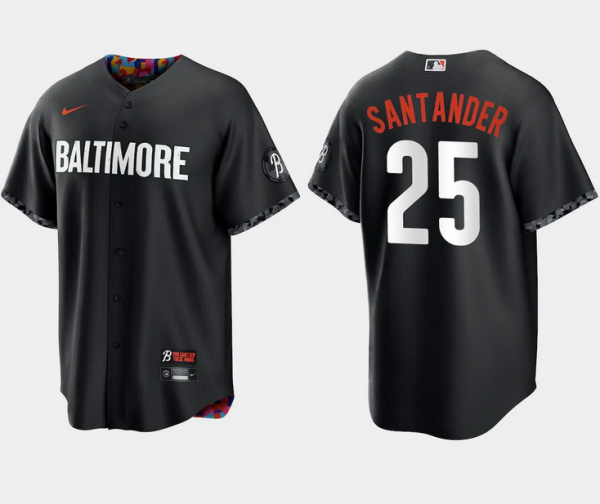Men Baltimore Orioles #25 Anthony Santander Black 2023 City Connect Cool Base Stitched Baseball Jersey