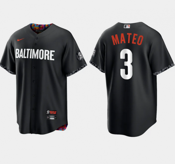 Men Baltimore Orioles #3 Jorge Mateo Black 2023 City Connect Cool Base Stitched Baseball Jersey