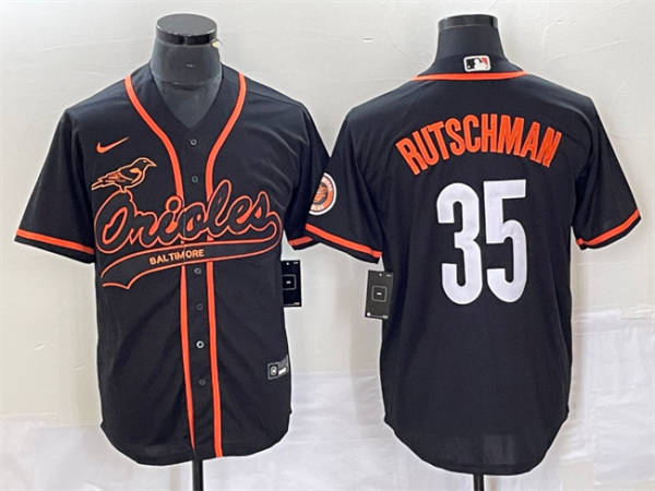 Men Baltimore Orioles #35 Adley Rutschman Black City Connect Cool Base Stitched Baseball Jersey