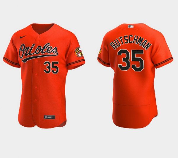 Men Baltimore Orioles #35 Adley Rutschman Orange Flex Base Stitched Baseball Jersey
