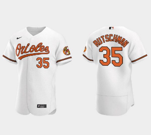 Men Baltimore Orioles #35 Adley Rutschman White Flex Base Stitched Baseball Jersey