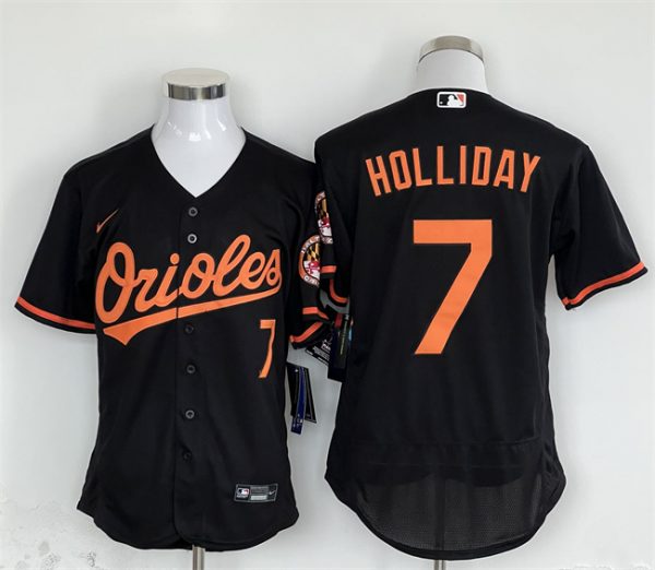 Men Baltimore Orioles #7 Jackson Holliday Black Flex Base Stitched Baseball Jersey