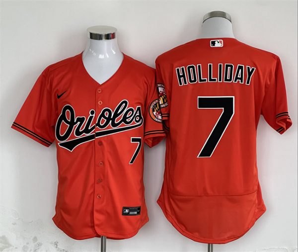 Men Baltimore Orioles #7 Jackson Holliday Orange Flex Base Stitched Baseball Jersey