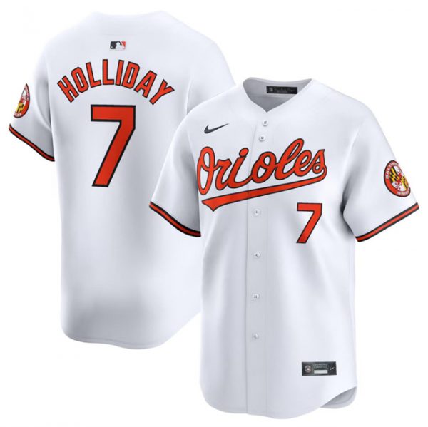 Men Baltimore Orioles #7 Jackson Holliday White 2024 Home Limited Cool Base Stitched Baseball Jersey