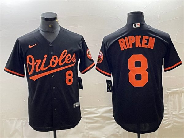 Men Baltimore Orioles #8 Cal Ripken Jr. Black Cool Base Stitched Jersey