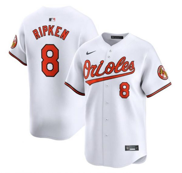 Men Baltimore Orioles #8 Cal Ripken Jr. White 2024 Home Limited Cool Base Stitched Baseball Jersey