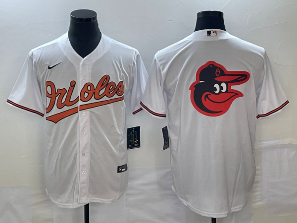 Men Baltimore Orioles White Team Big Logo Cool Base Stitched Jersey