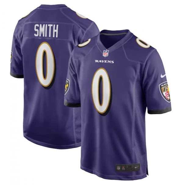 Men Baltimore Ravens #0 Roquan Smith Purple Game Football Jersey