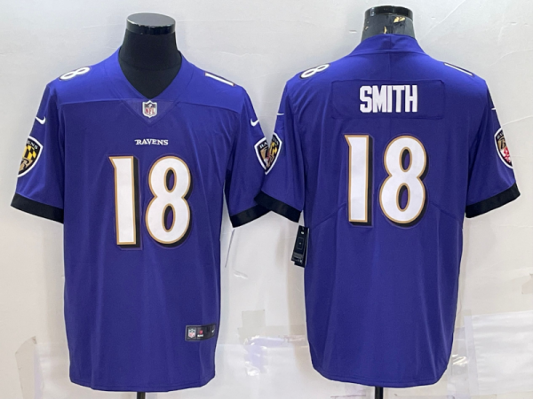 Men Baltimore Ravens #18 Roquan Smith Purple Vapor Untouchable Limited Stitched Jersey