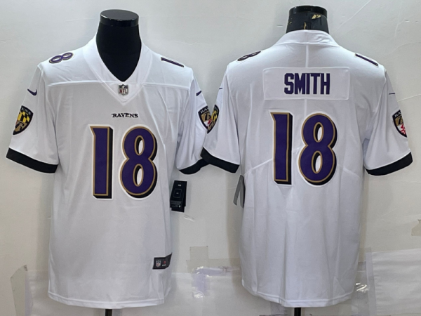 Men Baltimore Ravens #18 Roquan Smith White Vapor Untouchable Limited Stitched Jersey