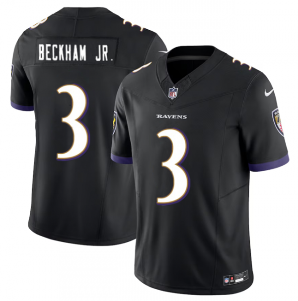 Men Baltimore Ravens #3 Odell Beckham Jr. Black 2023 F.U.S.E. Vapor Untouchable Stitched Football Jersey