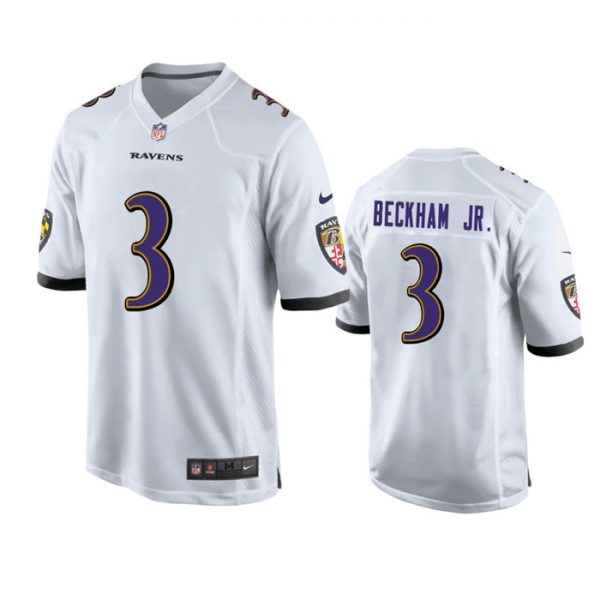 Men Baltimore Ravens #3 Odell Beckham Jr. White Game Jersey Men Baltimore Ravens #3 Odell Beckham Jr. White Game Jersey