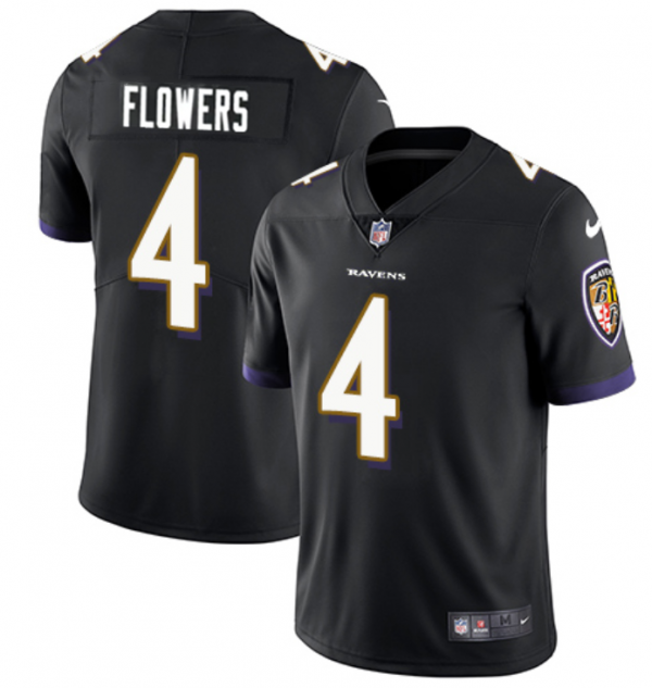 Men Baltimore Ravens #4 Zay Flowers Black Game Jersey