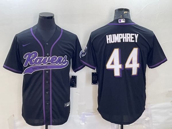 Men Baltimore Ravens #44 Marlon Humphrey Black With Patch Cool Base Stitched Baseball Jersey