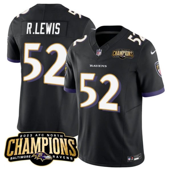 Men Baltimore Ravens #52 Ray Lewis Black 2023 F.U.S.E. AFC North Champions Vapor Limited Football Jersey