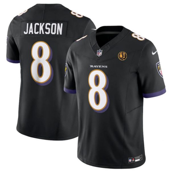 Men Baltimore Ravens #8 Lamar Jackson Black 2023 F.U.S.E. With John Madden Patch Vapor Limited Football Jersey