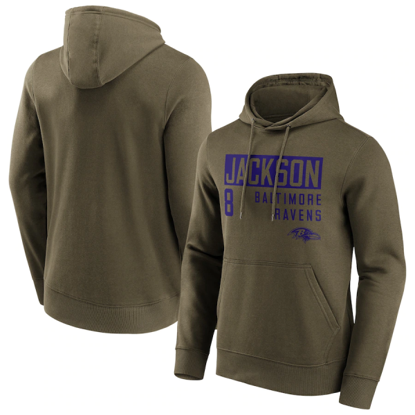 Men Baltimore Ravens #8 Lamar Jackson Fashion Name & Number Hoodie