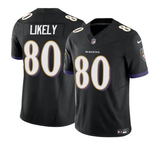 Men Baltimore Ravens #80 Isaiah Likely Black 2023 F.U.S.E. Vapor Limited Football Jersey