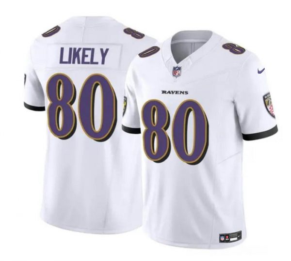 Men Baltimore Ravens #80 Isaiah Likely White 2023 F.U.S.E. Vapor Limited Football Jersey