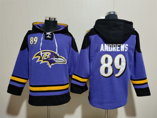 Men Baltimore Ravens #89 Mark Andrews Ageless Must-Have Lace-Up Pullover Hoodie