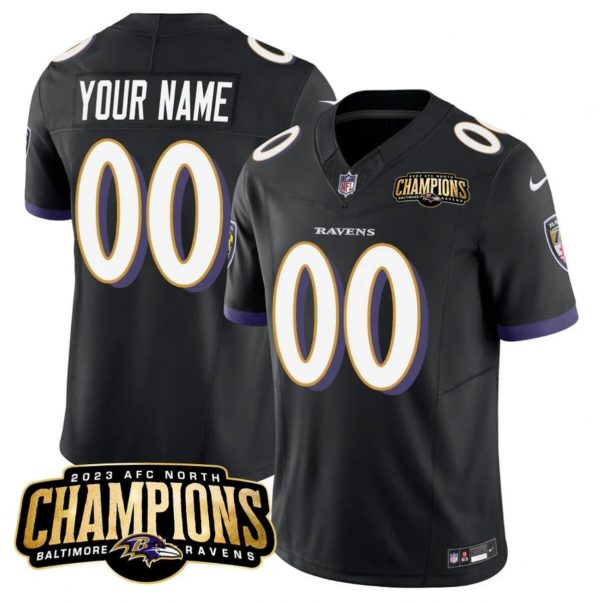 Baltimore Ravens Active Player Custom Black 2023 F.U.S.E. AFC North Champions Vapor Limited Football Jersey