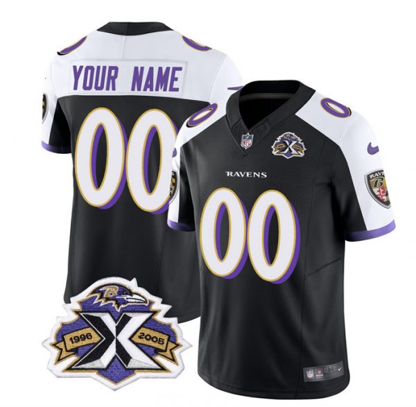 Baltimore Ravens Active Player Custom Black/White 2023 F.U.S.E With Patch Throwback Vapor Limited Jersey