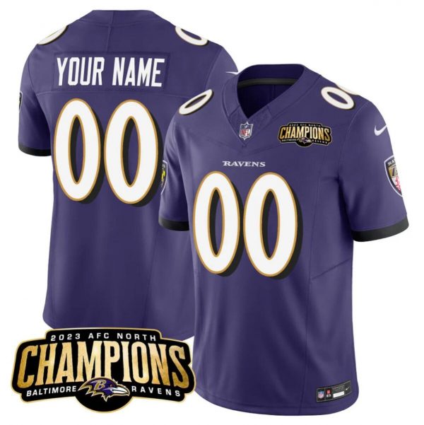 Baltimore Ravens Active Player Custom Purple 2023 F.U.S.E. AFC North Champions Vapor Limited Football Jersey
