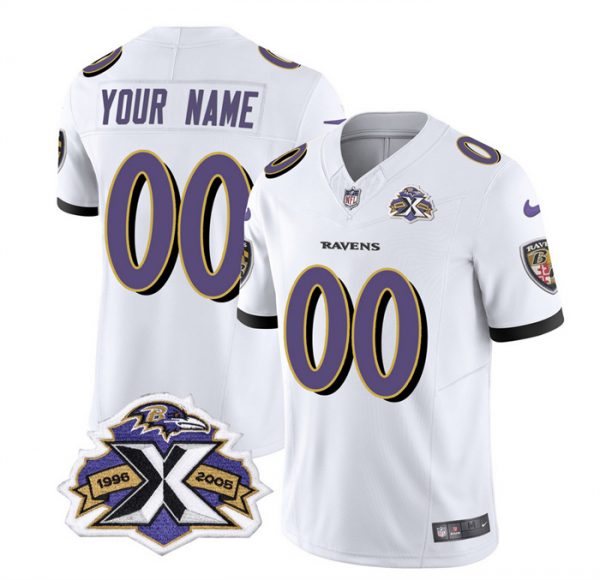 Baltimore Ravens Active Player Custom White 2023 F.U.S.E With Patch Throwback Vapor Limited Jersey