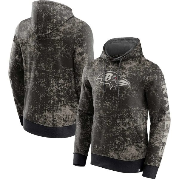 Men Baltimore Ravens Black/Gray Blackout Tonal Pullover Hoodie