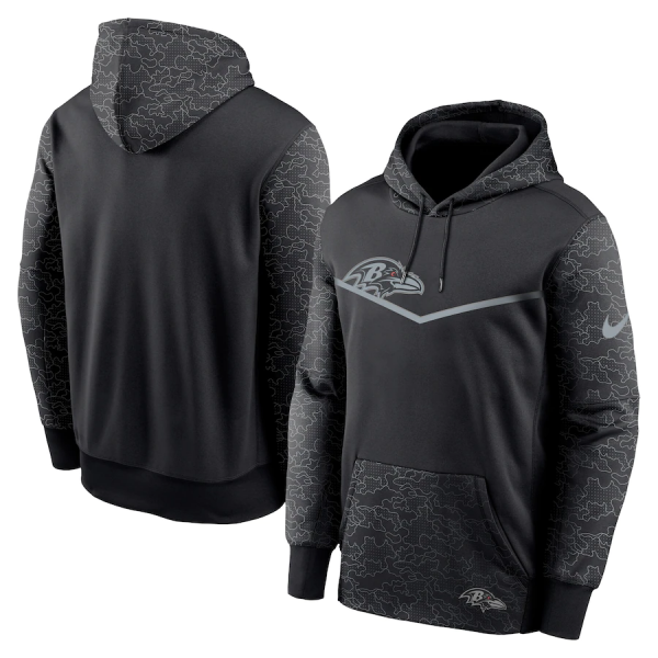 Men Baltimore Ravens Black Reflective Therma Hoodie