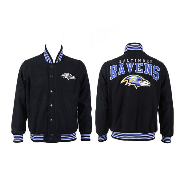 Men Baltimore Ravens Black Stitched Jacket